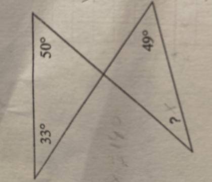 How to solve for the missing angle?

Can you please walk me through step by step and additionally