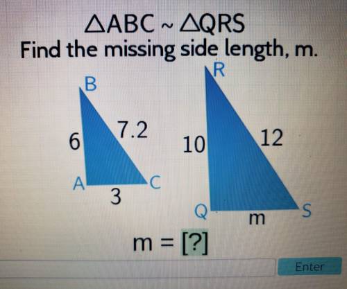 Find the missing side length, m.