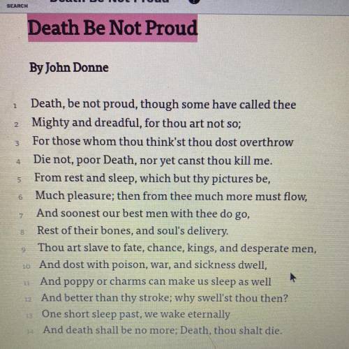 Death Be Not Found

by John Donne 
what reasons does donne give in the poem for his declaration th