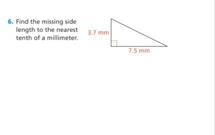 Find the missing side length to the nearest tenth of a millimeter 3.7 mm, 7.5 mm