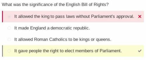 What was the significance of the English Bill of Rights?

It allowed the king to pass laws without