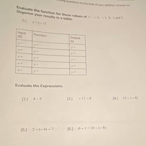 Evaluate the function for these values of x & evaluate the expressions (questions in image)
