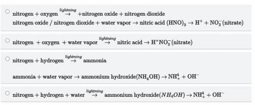 Which is the correct sequence of events in atmospheric nitrogen fixation?