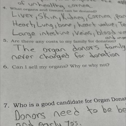 6. Can I sell my organs? Why or why not?