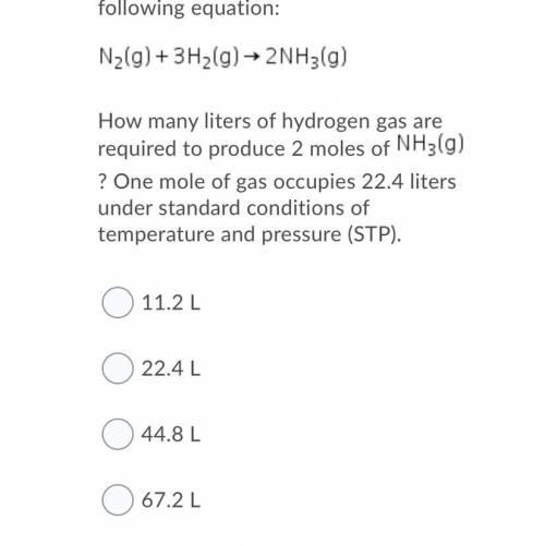Hydrogen gas and nitrogen gas can react to form ammonia according to the following equation N2 (g)