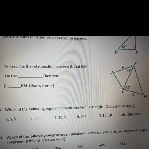 Which theorem do I use?
Answer question 2.