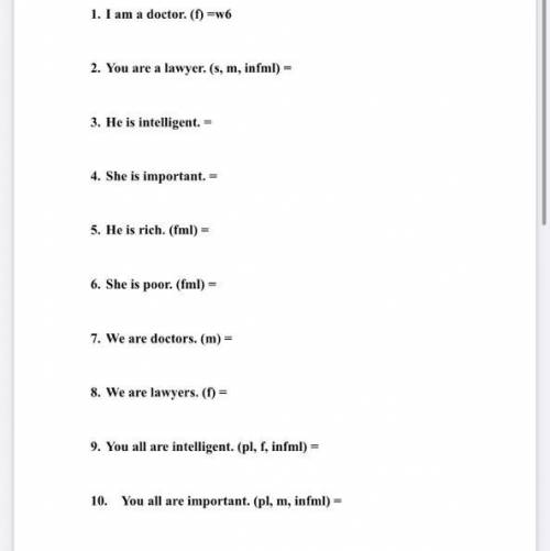 Translate these sentences using the proper subject pronouns