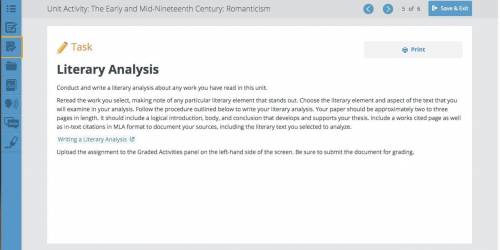 Unit Activity: The Early and Mid-Nineteenth Century: Romanticism

Literary Analysis
Conduct and wr
