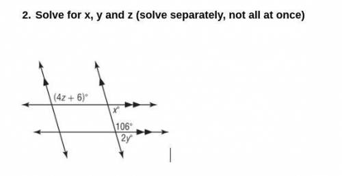 Solve for x, y and z
