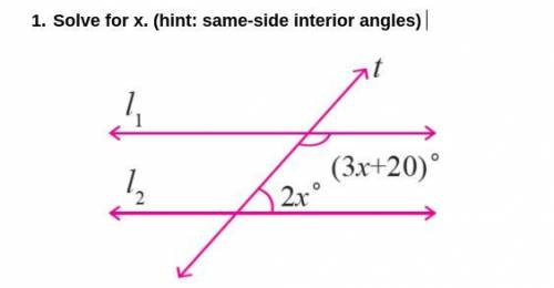 Solve for x. (hint: same-side interior angles)
