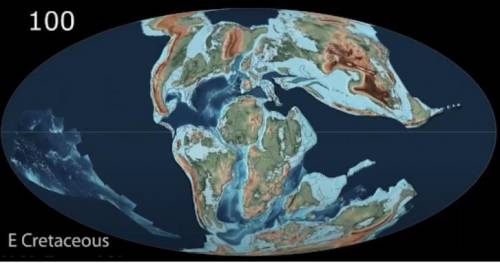 This is a map showing the approximate positions of the continents millions of years ago, after the