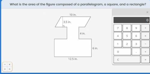 What is the area of the figure composed of a parallelogram, a square, and a rectangle?