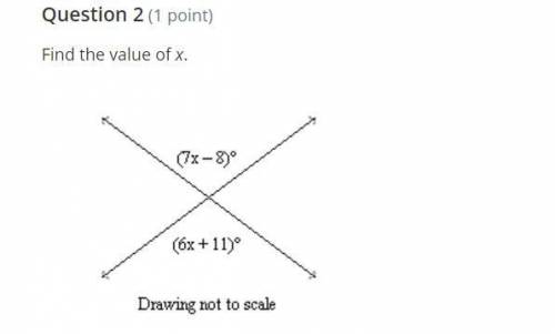 Find the value of x (picture below)