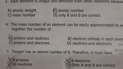 What are the correct answers for number 3 and 5