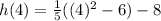 h(4)=\frac{1}{5} ((4)^2-6)-8