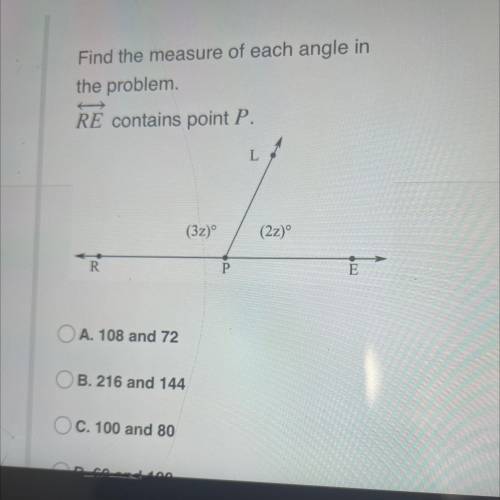 Find the measure of each angle in
the problem.
RF contains noint P.
