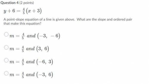 A point-slope equation of a line is given above. What are the slope and ordered pair that make this