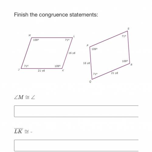 Finish the congruence statements