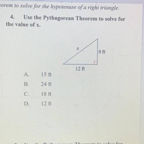Use the Pythagorean Theorem to solve for the value of x