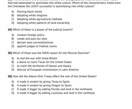 Answer these four questions for 25 points. Social studies test