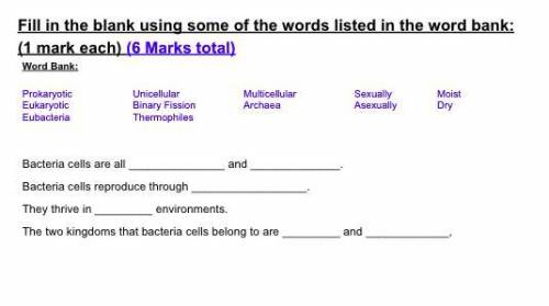 Please help me with my Biology work!