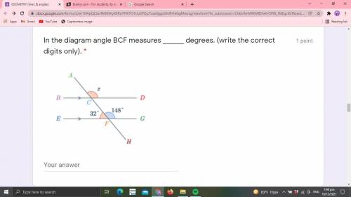 In the diagram angle BCF measures ______ degrees. (write the correct digits only)