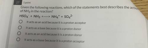 Given the following reactions which of the following statements best describes the action of NH3