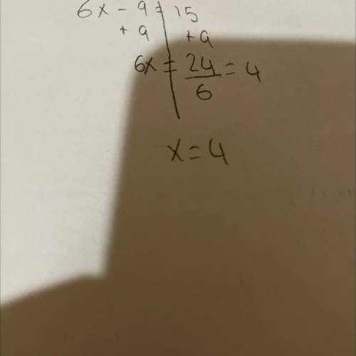 What is the solution set for 6x−9=15, given the replacement set {0, 1, 2, 3, 4}? x = 4 x = 3 x = 2 x