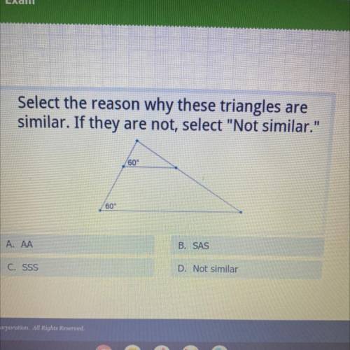 Select the reason why these triangles are

similar. If they are not, select Not similar.
60
60°