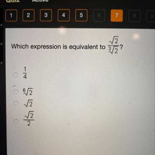 Which expression is equivalent to squared 2/ ^3 squared 2