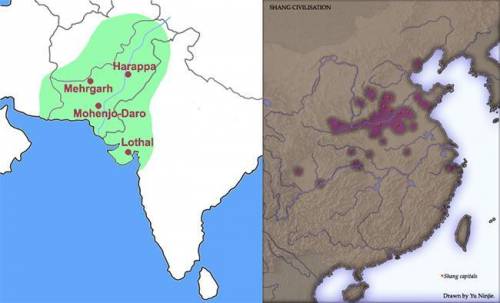 Use the maps to answer the following question:

These maps show ancient settlements in India and C