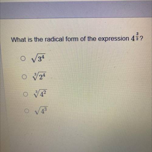 What is the radical form of the expression 4 3/2