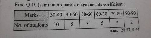 Find Quartile deviation and coefficient of it.Ans: 28.87, 0.44
