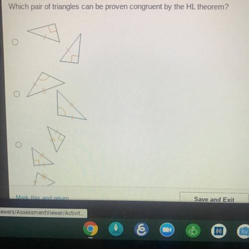 Which pair of triangles can be proven congruent by the HL theorem?