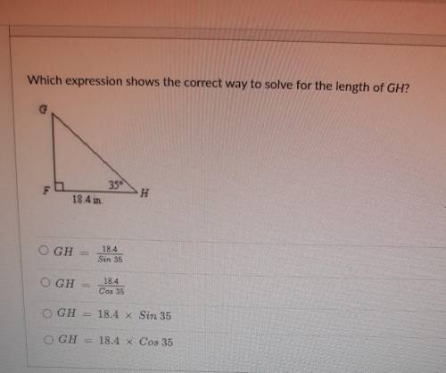 Which expression shows the correct way of solve for the length of GH