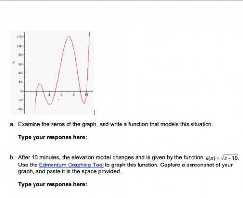 A. Examine the zeros of the graph, and write a function that models this situation.

b. After 10 m