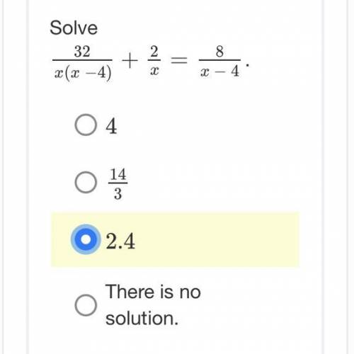Solve 32/x(x-4)+2/x=8/x-4
