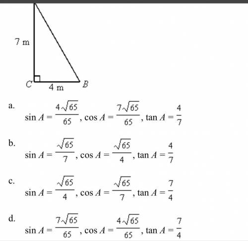 Find the values of the sine, cosine, and tangent for