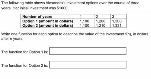 the Following table shows alexandra's investment options over the course of three years. Her initia