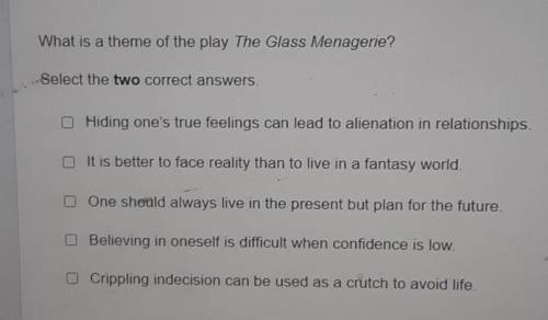 What is a theme of the play The Glass Menagerie? Select the two correct answers.

Hiding one's tru