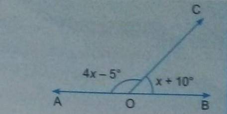 1. If the given figure, AOB is a straight line. Find the value of

(i) x (ii)∠AOC (iii) ∠BOC 2. Th