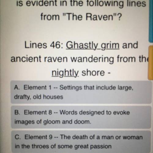 What element of gothic literature is evident in the following lines from The Raven? Lines 46 : Gh