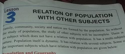 With which subjects does population have a close relation?