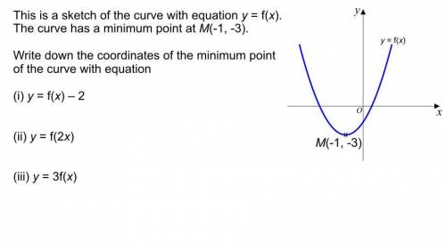This is a sketch of the curve with the equation y=f(x) the curve has a minimum point at m(-1 -3)