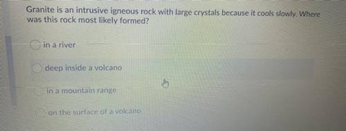 Granite is an intrusive igneous rock with large crystals because it cools slowly. Where was this ro