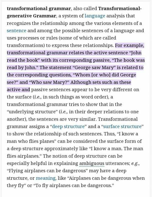 What is transformation in grammar
