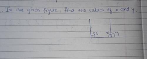 In the given figure, find the values of x and y.