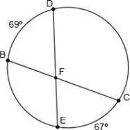 Determine the measure of ∠DFB.

1) 
67°
2) 
136°
3) 
69°
4) 
68°