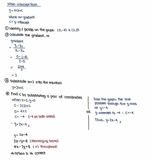 HELP FAST 15 POINTS 
a)4x+2y=8
b)4x-2y=8
c)2x+y=4
d)4x-2y=2