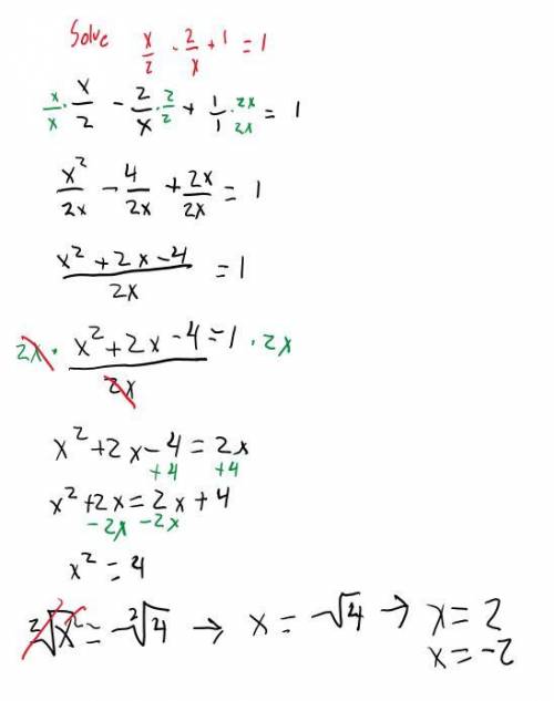 Solve the equation x/2 - 2/x+1 =1